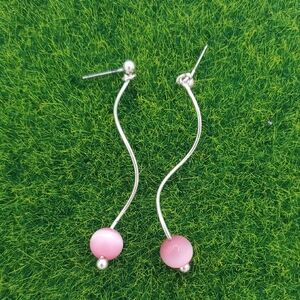 90s Baby‎ Pink Moonstone Dangle Earrings E1014